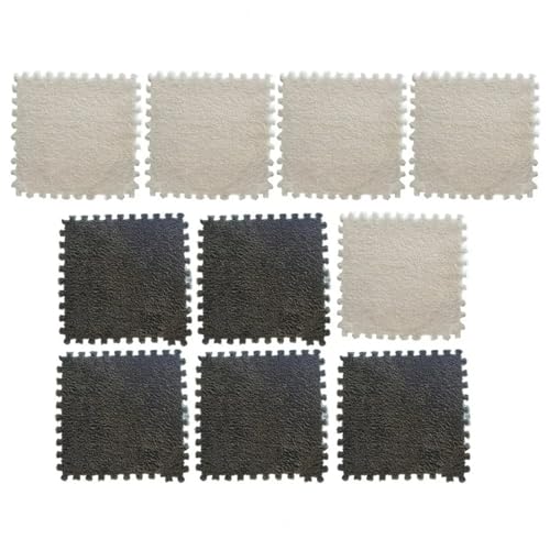 Tapis puzzle en mousse élégant avec dalles en peluche moelleuse style shaggy de salon