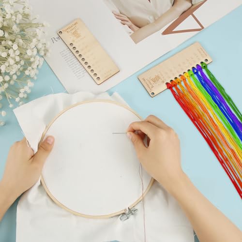 Image of 2pcs Wood Temperature Blanket Color Chart, Reusable Crochet Blanket Chart Planners Wool Yarn Shade Organization Storage Card Coloring Scheme for Handmade Items Thread Crochet Projects