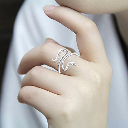 Alphm Snake Ring for Women S925 Sterling Silver Adjustable Wrap Open Spoon Rings Jewelry by Alphm - Image 2