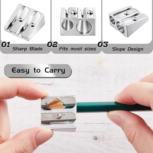 Image of Chuangdi 5 Pack Makeup Pencil Sharpener Plastic Lip Liner Pencil Eyeliner Sharpener Cosmetic Manual Tools for Eyeliner(Silver,Sloping No Lid)