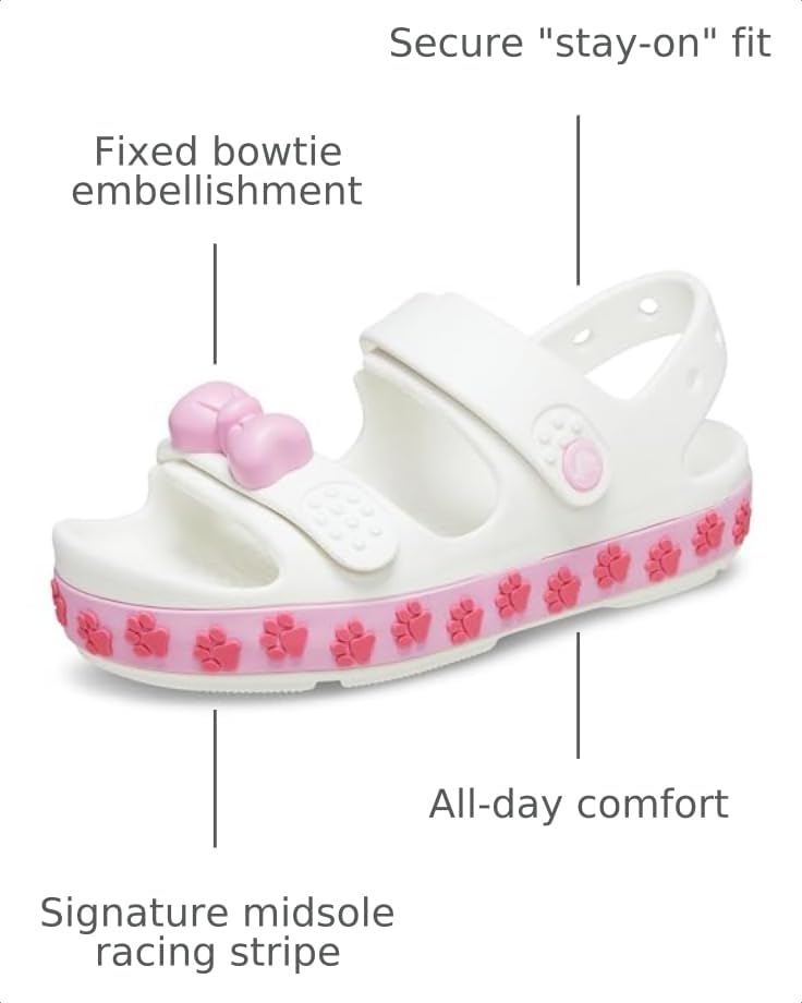 Image of Crocs Unisex Kids' Crocband Cruiser Sandal K Sandal, White /Pink Tweed, 2 Little Kid US