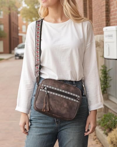 FADEON Crossbody Bags for Women Designer Vegan Leather Crossbody Purse Multi-pocket Medium Shoulder Bag with Card Slots2