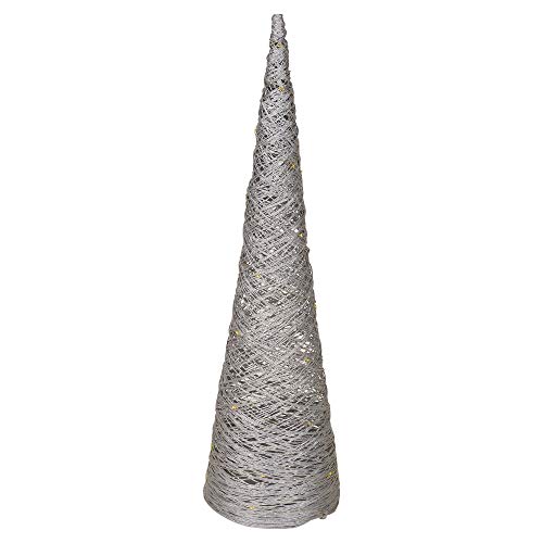URBNLIVING Conos de árbol de Navidad con luz LED, forma de pirámide con luces de hadas, decoración del hogar (plata, 60 cm)