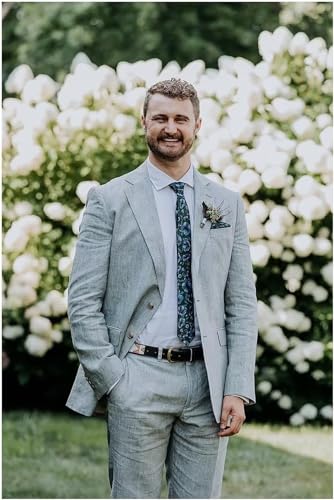 Netsky 2 Piece Linen Suits Mens Casual Linen Suit for Summer Beach Wedding Formal Business Suit Blazer Jacket Pants3