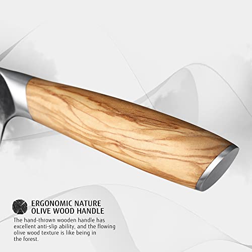 hecef Unlock Chef-Level Skills with The Professional Chef Knife - Ultra Sharp Damascus Steel 67 Layer Blade, Ergonomic Olive Wood Handle - Image 4