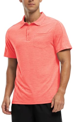 Image of Rdruko Men's Polo Shirts Short Sleeve Quick Dry Outdoor Golf Sports Shirts with Pocket