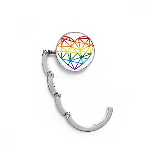 Crochet de sac LGBT pliable Arc-en-Gay en forme de cœur pour table 4,4x4,4 cm