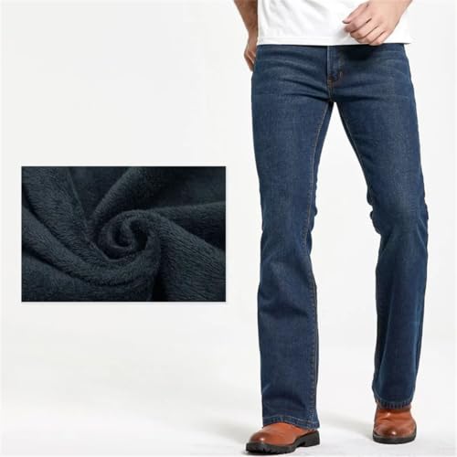 Men's Winter Stretch Denim Jeans Thick Warm Slim Fit Slightly Flared Boot Cut Polar Fleece Pants2