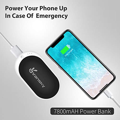 Vansky Hand Warmers, 7800mAh Rechargeable Power Bank and Double-Sided Heating Pocket Hot Hands Toaster for Home and Office (Black)
