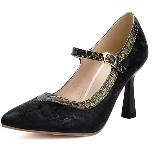 Escarpins Stiletto Mary Jane Pointed Toe Lizoleor en haute silhouette