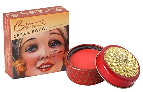 Besame Cosmetics | Apricot Cream Rouge - 1938 | Cream Blush for Cheeks + Lips with Long Wearing Matte Finish | Vintage Makeup in Reusable Tin | 2-in-1 Lip and Cheek Tint | Vegan Makeup Blush