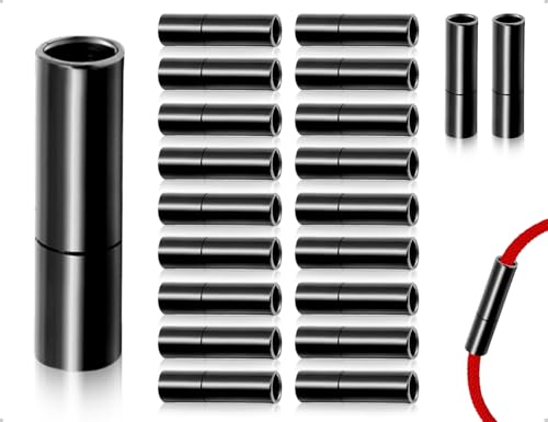 ZoeTekway 20 piezas de tapas de extremo de cordón cierre de cadena hebilla deslizante cierres de paracord para pulseras fabricación de joyas (3 mm, negras)