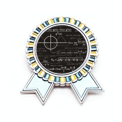 Broche médaille gagnant prix motif mathématique en métal taille M, le cadeau idéal