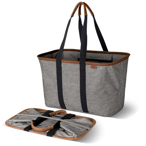 CleverMade Collapsible LUXE Tote Gray/Black 30L Grocery Bag