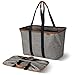 CleverMade 30L SnapBasket LUXE - Reusable Collapsible Durable Grocery Shopping Bag - Heavy Duty Large Structured Tote, Heather Grey