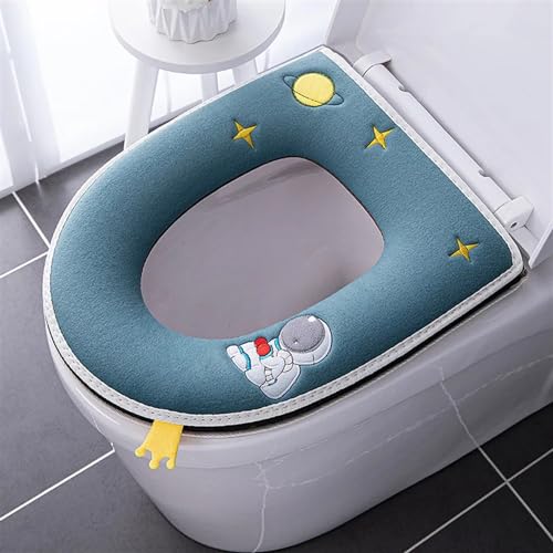 Coussin de salle de bain bleu avec poignée housse de siège de toilette - 4