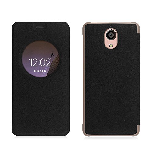 Fintie BLU LIFE ONE X2 Case - [Quick View Window] Premium PU Leather [Slim Flip] Protective Case Cover for BLU LIFE ONE X2 - 4G LTE Unlocked Smartphone, Black