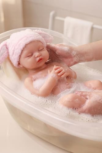 BABESIDE Silicone Baby Doll - 16 Inch (Weight 4.9 Lb) Reborn Baby Dolls Silicone Full Body Platinum Silicone Weighted Realistic Sleeping Newborn Lifelike Preemie Doll Gift Collectors & Kids Age 3+