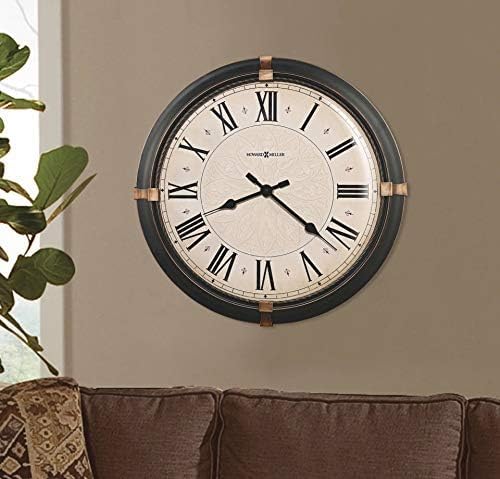Miniatura 4 de Howard Miller Greenbush - Reloj de pared II 549-534  Reloj de metal vintage con acabado de bronce oscuro frotado, detalles de bronce envejecido en