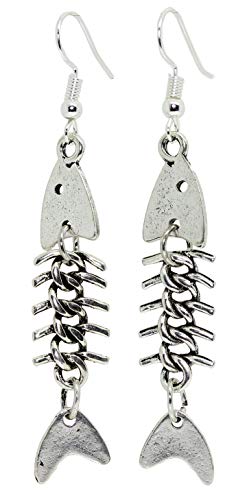 Bluebubble FISH BONE Skeleton Earrings on Gift Card