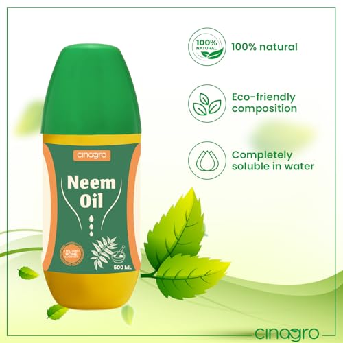 Image of Cinagro Cold Pressed Neem Oil Concentrate (500ml, Makes 120 Litre Spray) Organic, Water-Soluble, Plant Protector, Removes Mealybugs, Fungus & Insect Control for All Plants, Indoor & Outdoor Garden Use