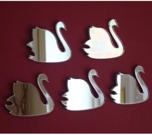 Super Cool Creations Pack of 10 x Swan Mirror - 4cm x 3cm