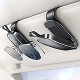 JOYROOM 2 Stück Brillenhalter für Auto Sonnenblende, 2025 Upgrade Magnetischer Sonnenbrillenhalter Auto, Universal Leder Brillenhalterung Auto, Brillenhalterung Kompatibel mit Allen Brillen(Schwarz)