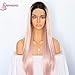 SAPPHIREWIGS Long Dark Root Ombre Pink Color Heat Resistant Hair High Density Blogger Celebrity Daily Makeup Synthetic Lace Front Wedding Party Wigs