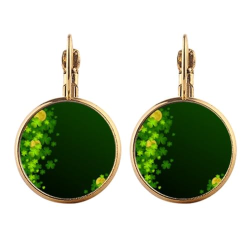 Boucles d'oreilles pendantes Saint-Patrick dorées à clip pour femme
