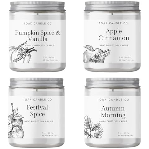 1OAK Fall Candles Set of 4 Pack - Fall Candle Pack - Autumn Candle Set - Fall Scented Candles - Fall Bulk Gifts - Fall Gift Set - Fall Soy Candles - Autumn Gifts - Fall Gifts for Women Cover