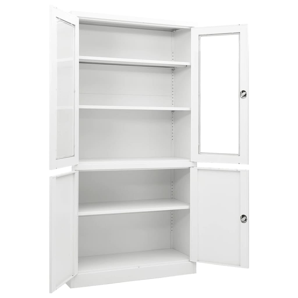 Armadio da ufficio, armadietto da ufficio, con serratura, armadietto in metallo, adatto per ufficio, archivio, scuola, gestione, bianco, 90 x 40 x 180 cm