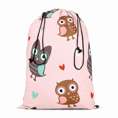 Image of ArtzFolio Owls & Hearts | Reusable Sack Bag | Bag for Gym, Storage, Vegetable & Travel