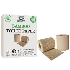Bamboo Toilet Paper, 3-Ply Unbleached, 4 Rolls