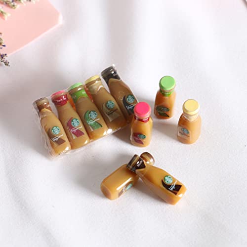 Sxfse Dollhouse Decoration Accessories, 1:12 Dollhouse Ornament 5 Pcs Mini Bottled Coffee Drink Set #TOP2