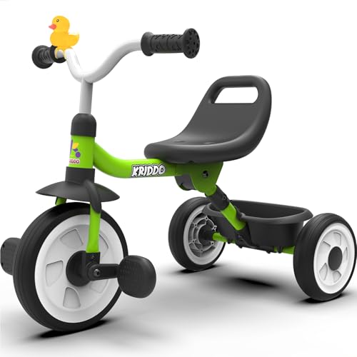 KRIDDO Kids Tricycle for 18 Months to 3 Years, Foldable
