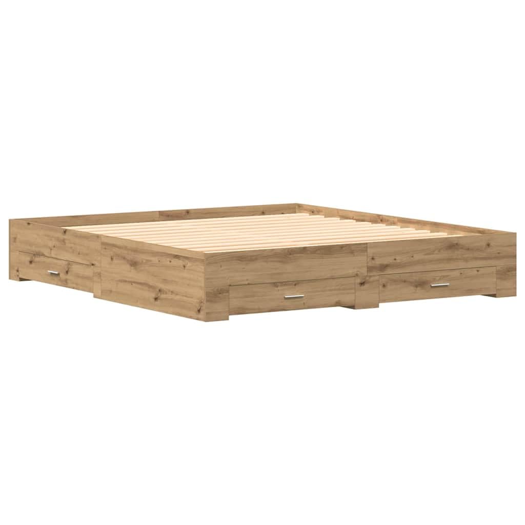 Générique Cadre de lit avec tiroirs chêne Artisanal 180 x 200 cm,Meubles, Lits & Accessoires, Lits & Cadres de lit, Marron (Poids 55.2KG)