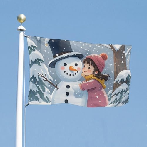 Drapeau décoratif extérieur bonhomme de neige Noël 152x243 cm XL