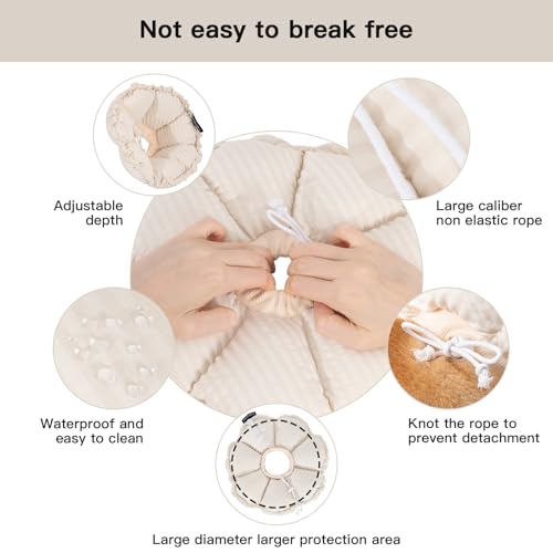 Image of H HIDREAM Soft Dog Cones for Medium Dogs,Cute Adjustable Cone for Dogs to Stop Licking,Dog Recovery Collars & Cones that can Protect Head and Foot Wounds,Egg White All-Season Style