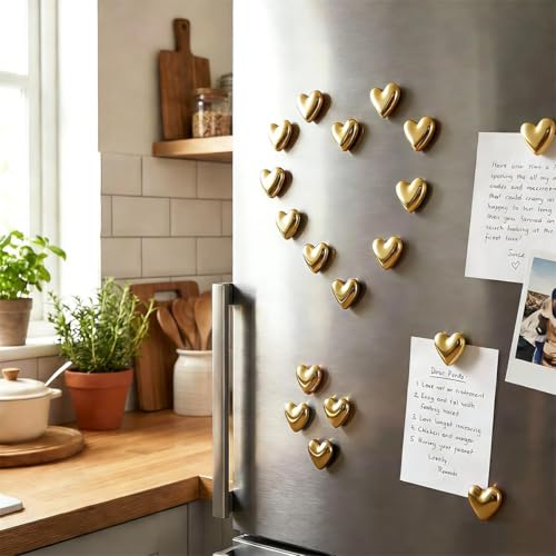 Set de 28 imanes decorativos en forma de corazón dorado miniatura 2