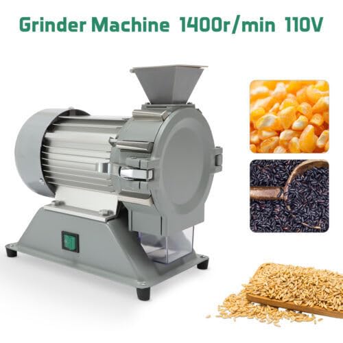Electric Mill Grinder, 1400RPM 110V Micro Plant Grinding Machine Soil Pulverizer, Grain Flour Mill Spice Mill Grinder Corn Beans Powder Machine