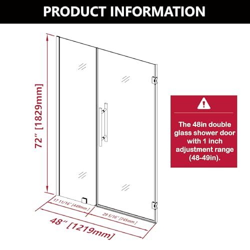 Oudbo Molartte Frameless Wall Hinge Shower Door With 5/16"(8Mm) Tempered Glass,Hinged Single Swing Shower Door By Easy Clean Coating Glass thumb #6