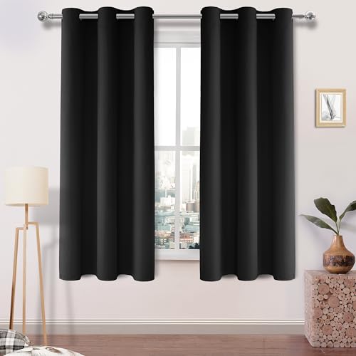 Image of DWCN Room Darkening Blackout Curtains Thermal Insulated Grommet Window Curtain for Bedroom, Black,42x63-inch, 2 Panels Thick Curtains