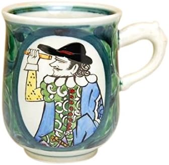 Amazon Co Jp マグカップ コーヒーカップ おしゃれ 有田焼 手描き 南蛮人 緑 ホーム キッチン