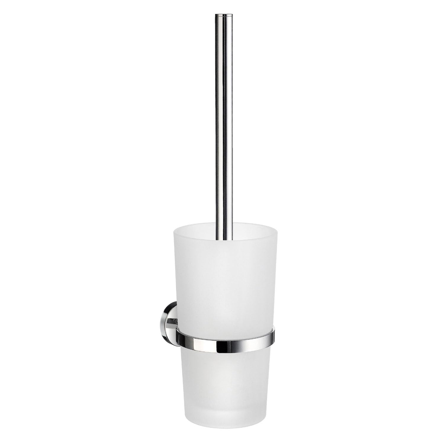 Smedbo Silver Home Toilet Brush With Container, Frosted Glass, 10.8 X 11 X 41 Cm