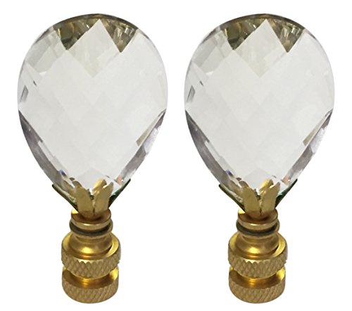 Image of Royal Designs, Inc. Medium Diamond Swiss Cut Clear K9 Crystal 2.75 inch Lamp Finial for Single Lamp Shade, Polished Brass Base, Set of 2 (CCF-2006M-PB-2)