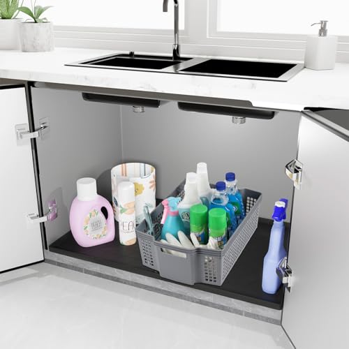 Panier de rangement empilable en plastique gris Kiddream (Lot de 2 grands modèles)