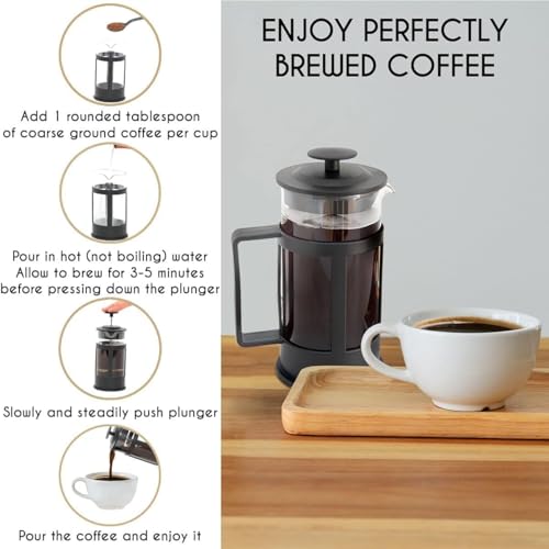 MOMENT French Press Coffee and Tea Maker 1000ML, Borosilicate Glass Coffee Press, Stainless Steel Filter, Durable and Heat Resistant, Black