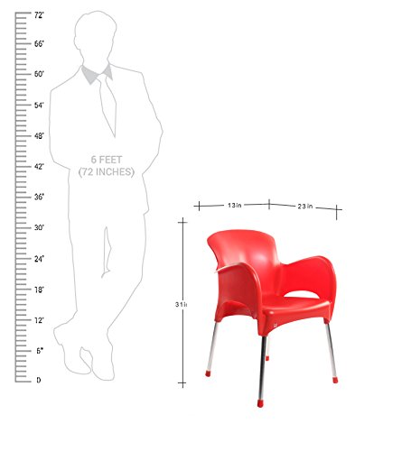 Image of CELLO Xylo Chair - Red | Strong and Durable | Easy to Clean | Chair for Living Room, Bed Room, Kitchen, Office Room, Outdoor | 3 Years Warranty