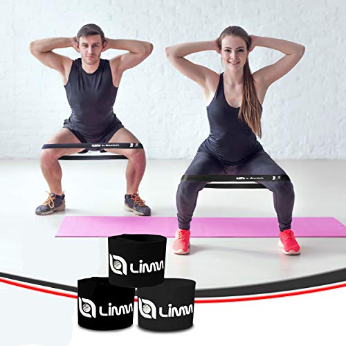 Limm Resistance Loop Exercise Bands - Set Of 3 Bands For Working Out With Instruction Guide & Carry Bag - Mini Resistance Bands For Home Workouts, 12" X 2" #TOP2