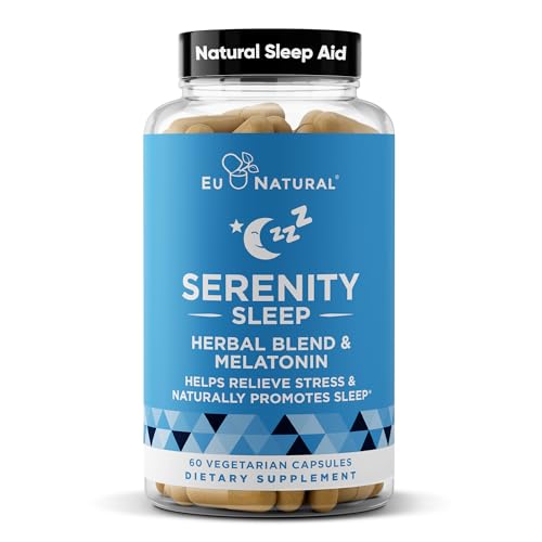 Serenity Sleep Natural Sleep Aid - Potent Blend of Magnesium, Valerian Root and Melatonin - Natural Sleep Aid - Non-Habit-Forming Way to Relax and Get a Good Night’s Sleep - 60 Vegan Soft Caps